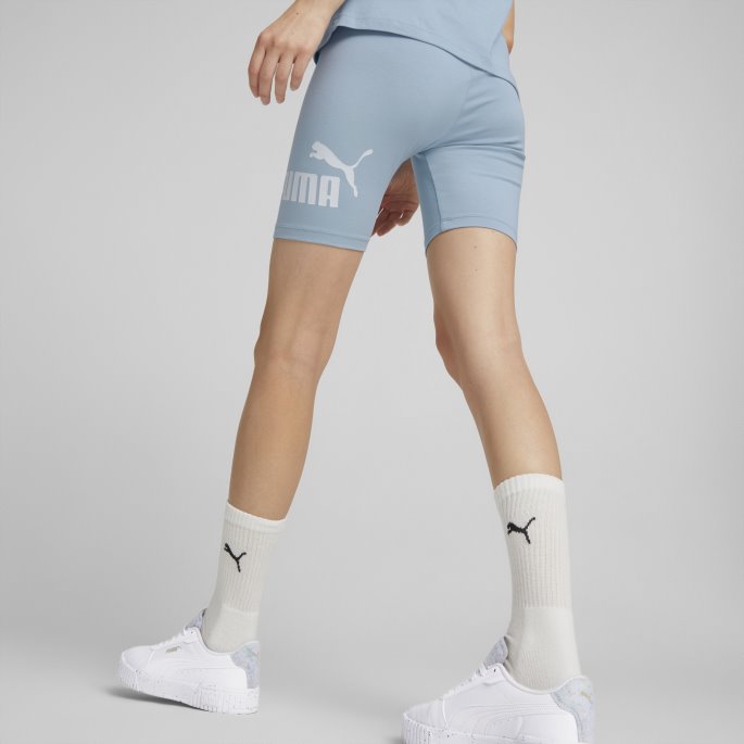 Essentials Logo Korte Leggings For Kvinner Blå Vask Puma På Salg