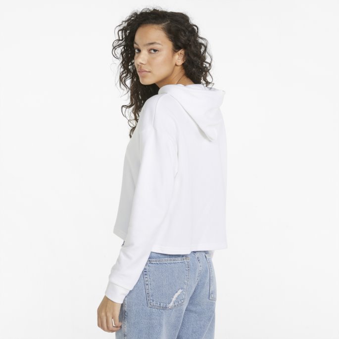 Puma På Tilbud Hvite Nødvendigheter+ Cropped Hettegenser For Kvinner