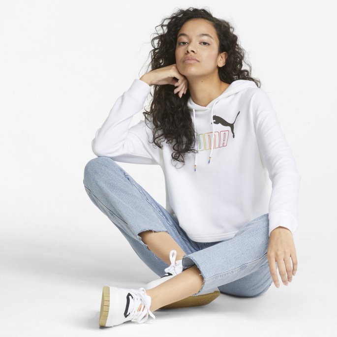 Puma På Tilbud Hvite Nødvendigheter+ Cropped Hettegenser For Kvinner