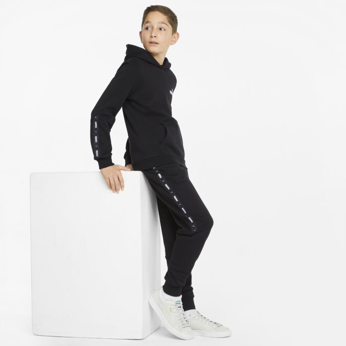 Puma På Tilbud Svart Essentials+ Tape Hettegenser For Ungdom