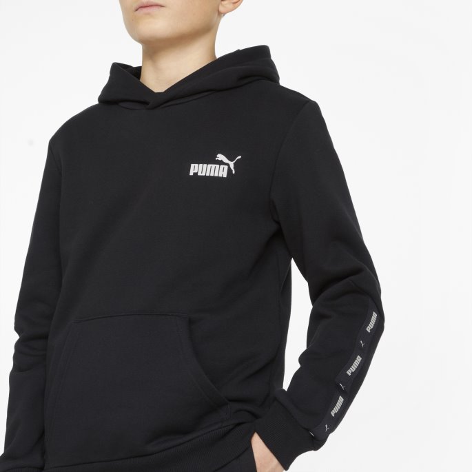 Puma På Tilbud Svart Essentials+ Tape Hettegenser For Ungdom