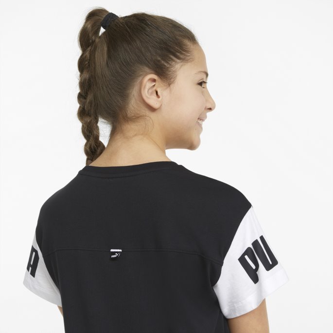 Puma På Tilbud Power Ungdom Colourblock T-skjorte Svart