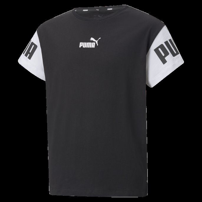 Puma På Tilbud Power Ungdom Colourblock T-skjorte Svart