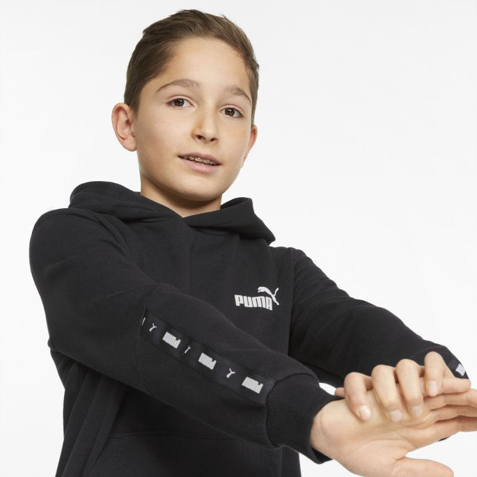 Svart Puma På Tilbud Essentials+ Tape Ungdomshettegenser
