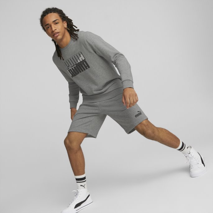 Puma På Tilbud Power Logo Shorts Herre Mellomgrå Lyng