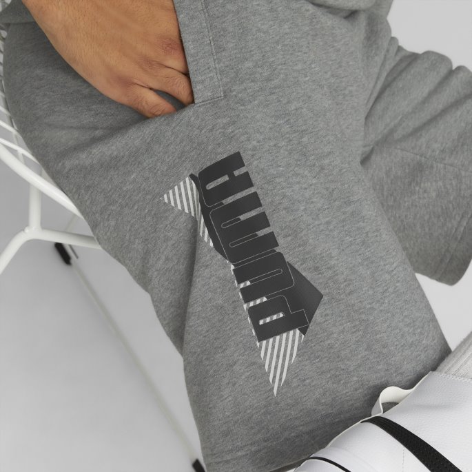 Puma På Tilbud Power Logo Shorts Herre Mellomgrå Lyng