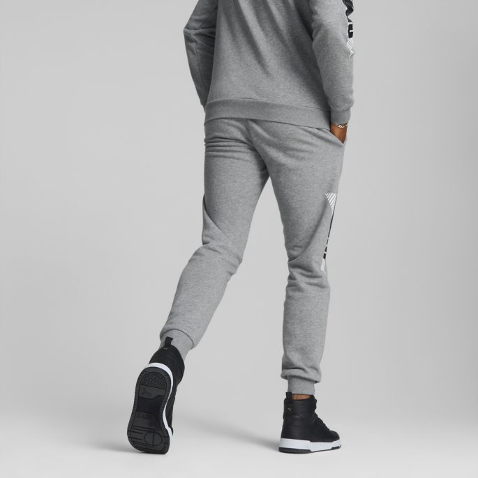 Puma På Tilbud Mellomgrå Heather Power Logo Joggebukse Herre