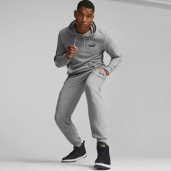 Puma På Tilbud Mellomgrå Heather Power Logo Joggebukse Herre