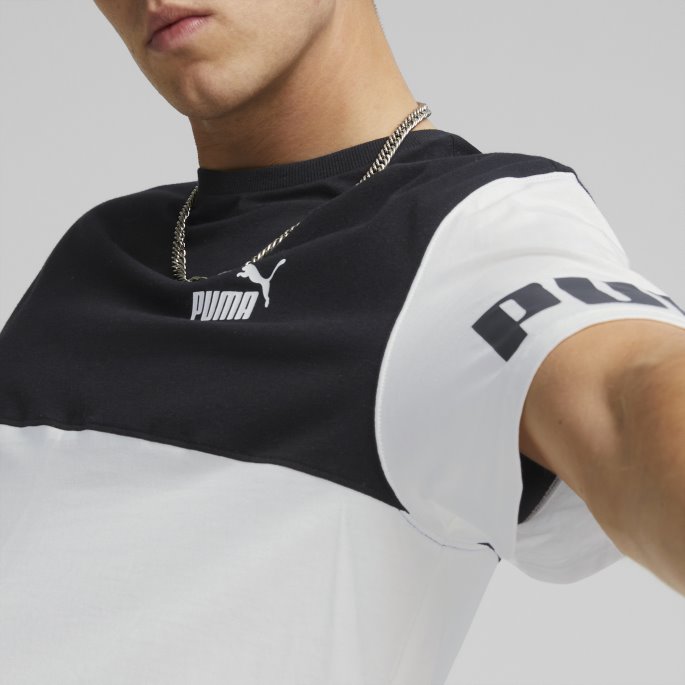 Power Colourblock Herre T-skjorte Hvit Puma På Salg