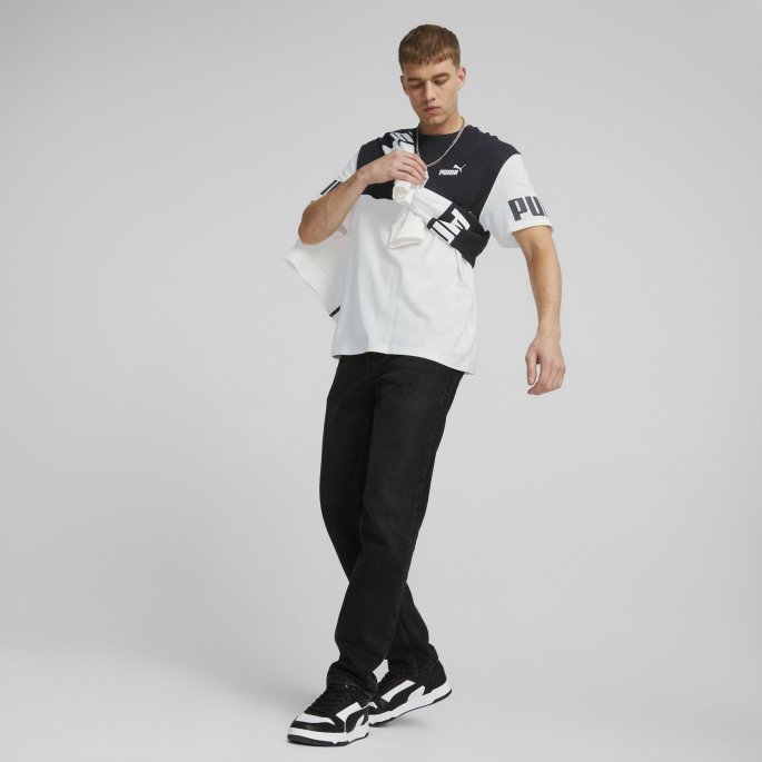 Power Colourblock Herre T-skjorte Hvit Puma På Salg