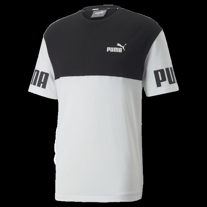 Hvit Puma På Tilbud Power Colourblock Tee Herre