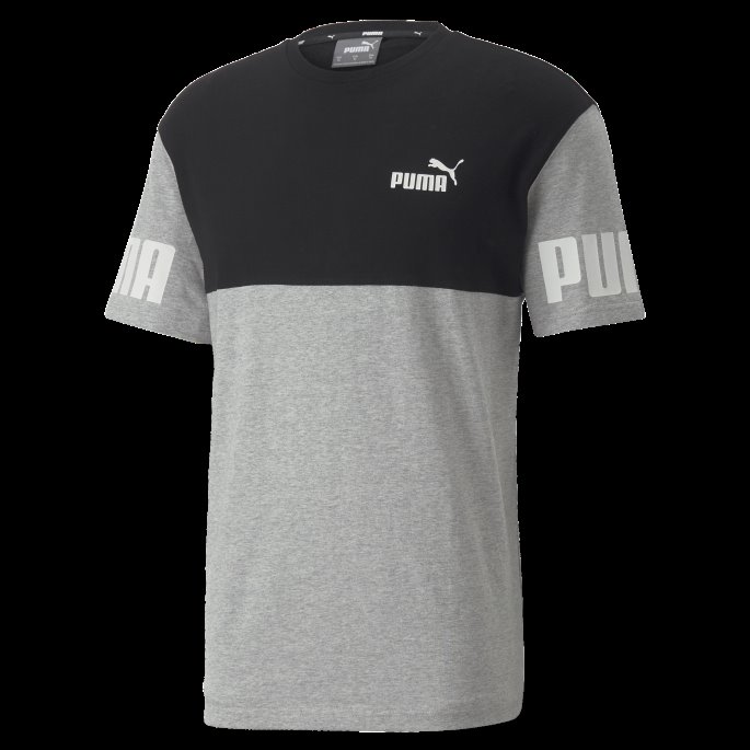 Puma På Tilbud Lys Grå Heather Power Colourblock Tee Herre
