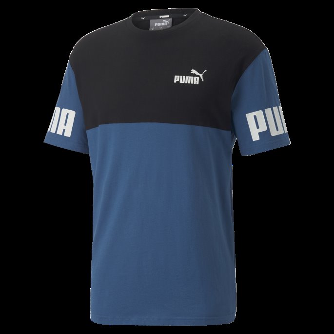 Puma På Tilbud Power Colourblock Herre T-skjorte Lake Blue