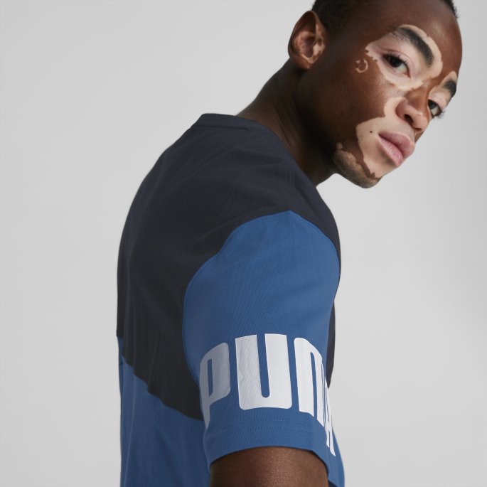 Puma På Tilbud Lake Blue Power Colourblock Tee Herre
