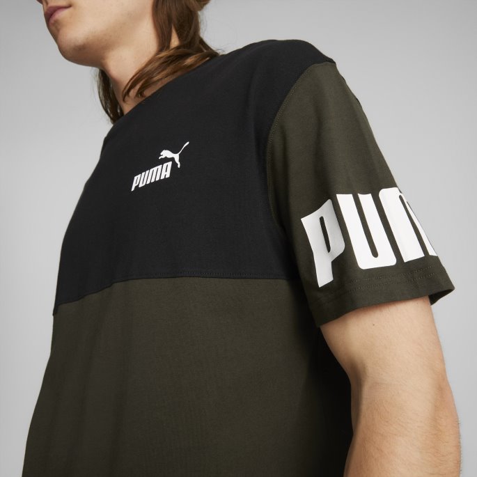 Power Colourblock Tee Menn Forest Night Puma På Salg