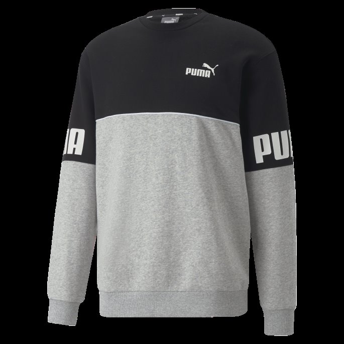 Power Colourblock Sweatshirt Med Rund Hals For Menn Lys Grå Lyng Puma På Tilbud