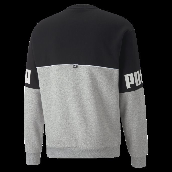 Power Colourblock Sweatshirt Med Rund Hals For Menn Lys Grå Lyng Puma På Tilbud