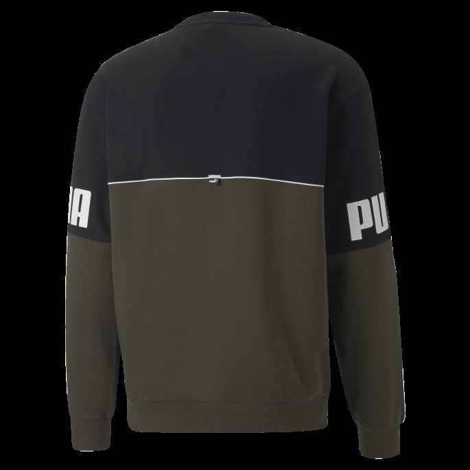 Power Colourblock Crew Neck Sweatshirt Menn Puma På Tilbud Forest Night