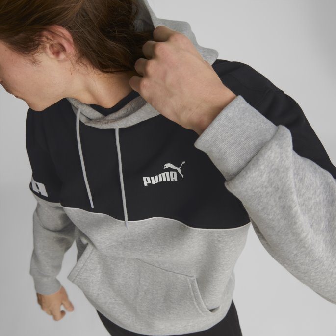 Puma På Tilbud Lys Grå Heather Power Colourblock Hettegenser Herre