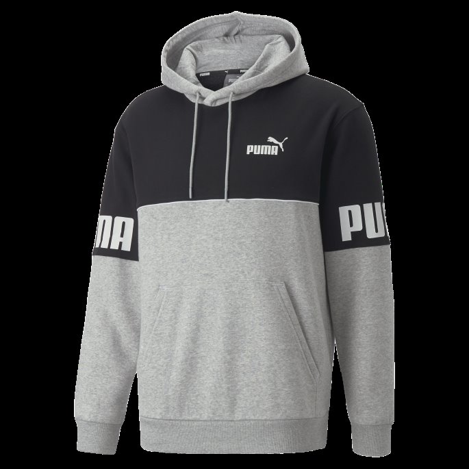 Puma På Tilbud Lys Grå Heather Power Colourblock Hettegenser Herre
