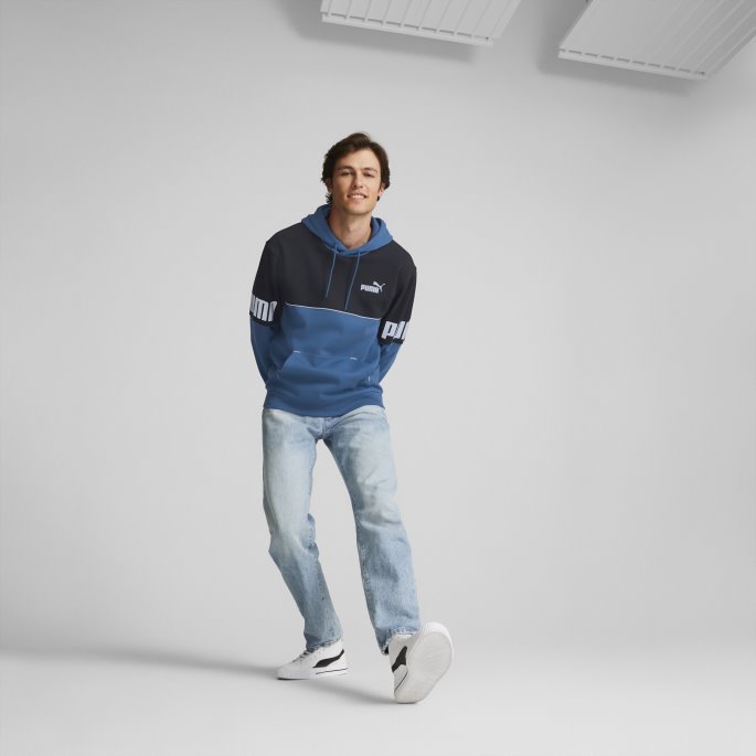 Puma På Tilbud Power Colourblock Hettegenser For Menn Lake Blue
