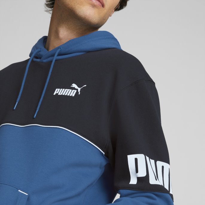 Puma På Tilbud Power Colourblock Hettegenser For Menn Lake Blue