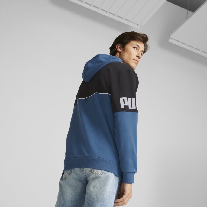 Puma På Tilbud Power Colourblock Hettegenser For Menn Lake Blue
