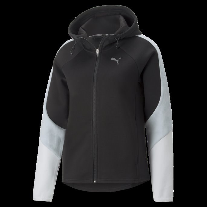 Svart Puma På Tilbud Evostripe Hettegenser Med Full Glidelås Kvinner