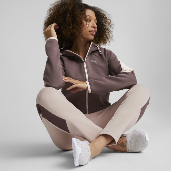 Støvete Plomme Puma På Tilbud Evostripe Hettegenser Med Full Glidelås Kvinner