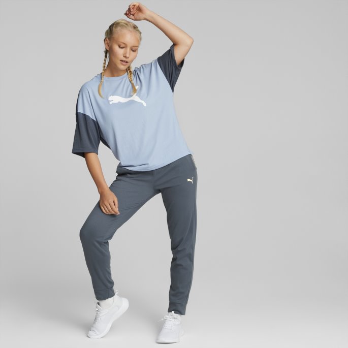 Moderne Sport Mote T-skjorte Kvinner Blue Wash Puma På Salg