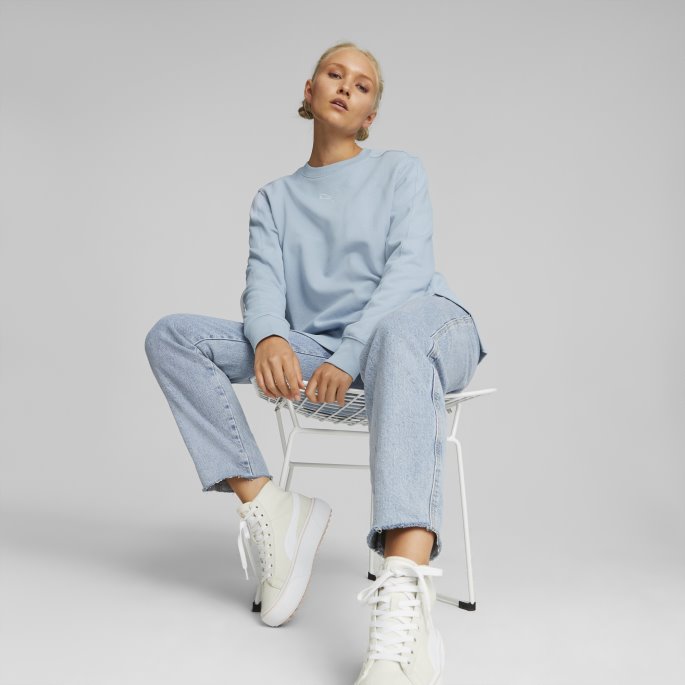 Puma På Salg Hennes Crew Neck Damegenser Blå Vask