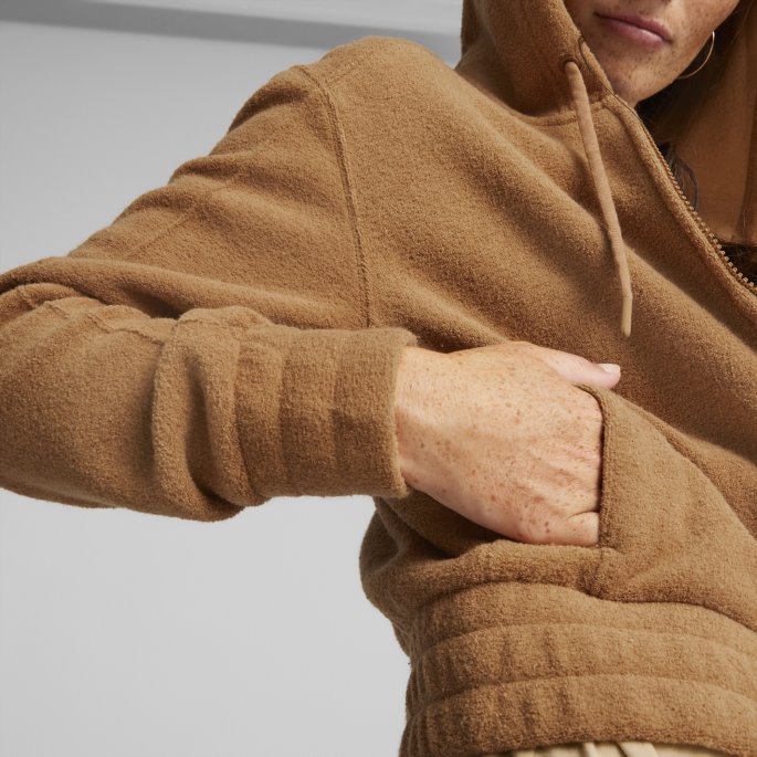 Hennes Vinteriserte Hettegenser Med Full Glidelås Kvinner Desert Tan Puma På Salg