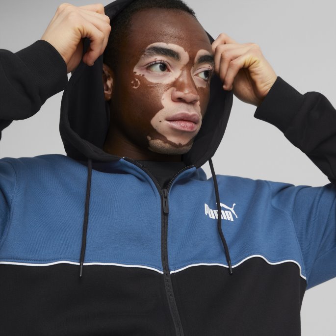 Lake Blue Puma På Tilbud Power Hettegenser Med Full Glidelås Herre