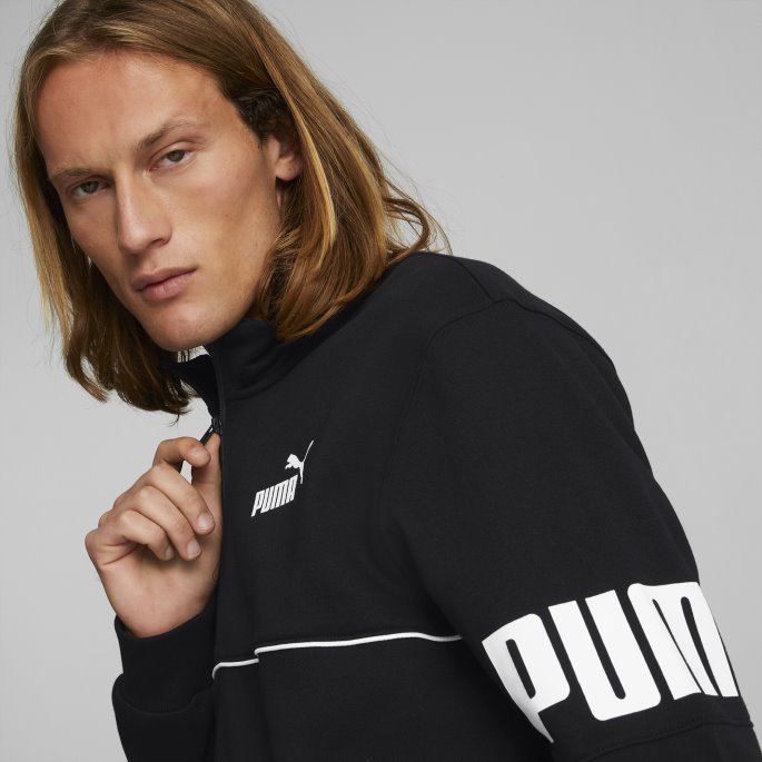 Puma På Tilbud Power Sweatshirt Med Halv Glidelås Herre Svart