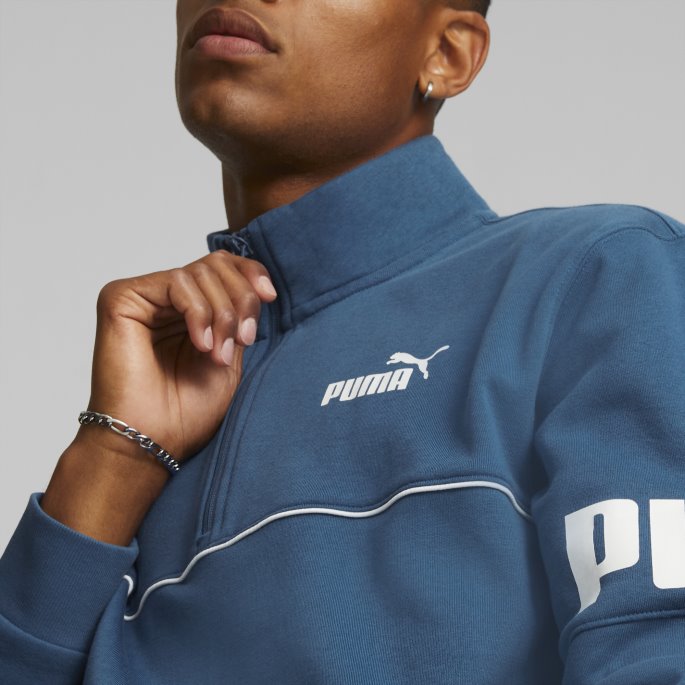 Puma På Tilbud Power Sweatshirt Med Halv Glidelås Menn Lake Blue