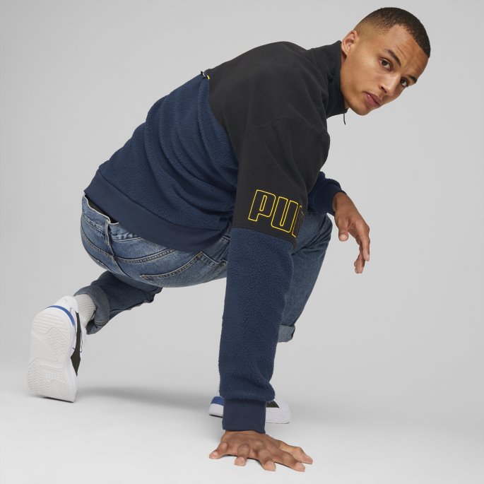 Marineblå Power Sweatshirt Med Halv Glidelås Herre Puma På Salg