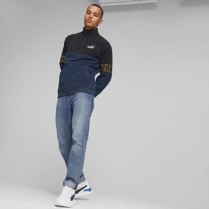 Marineblå Power Sweatshirt Med Halv Glidelås Herre Puma På Salg