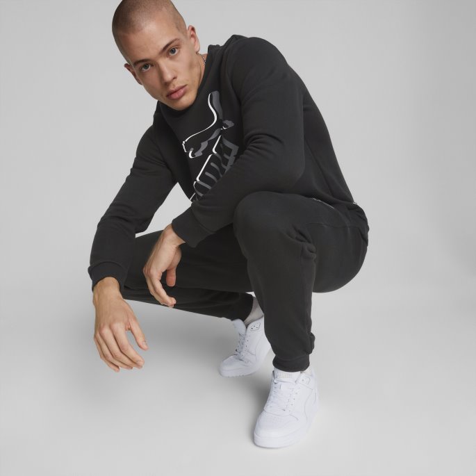 Puma På Tilbud Svart Nødvendighet+ Stor Logo Herregenser Med Rund Hals