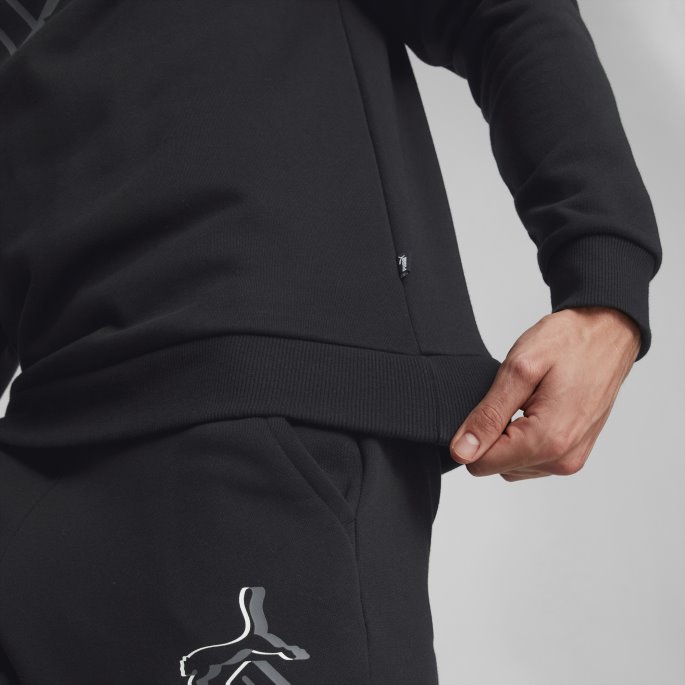 Puma På Tilbud Svart Nødvendighet+ Stor Logo Herregenser Med Rund Hals