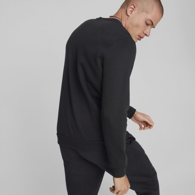 Puma På Tilbud Svart Nødvendighet+ Stor Logo Herregenser Med Rund Hals