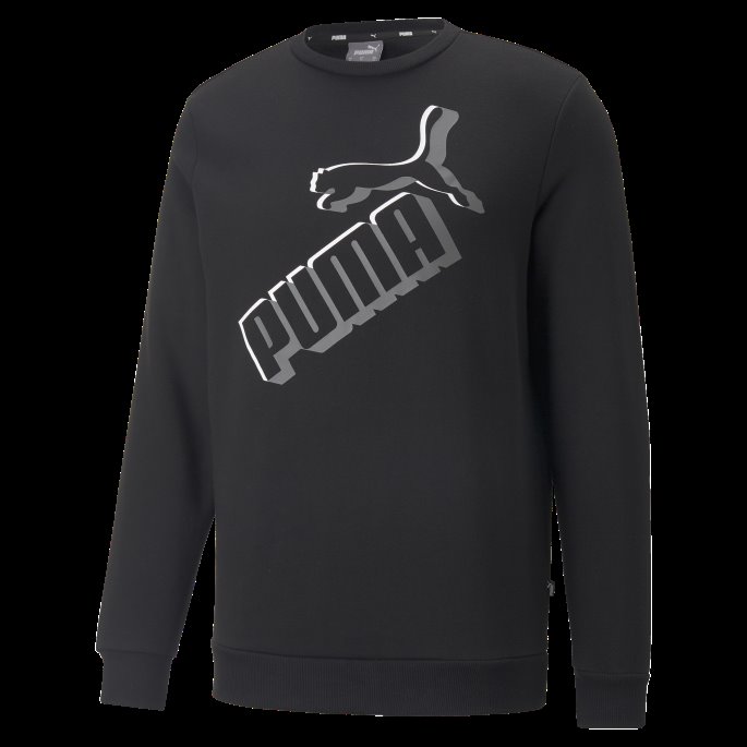 Puma På Tilbud Svart Nødvendighet+ Stor Logo Herregenser Med Rund Hals