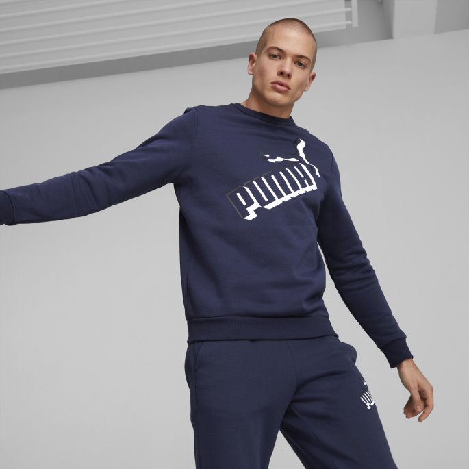 Peacoat Puma På Salg Nødvendigheter+ Stor Logo Herregenser