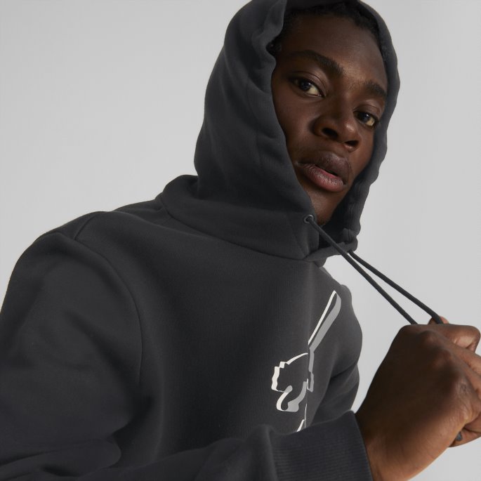 Svart Essentials+ Stor Logo Hettegenser For Menn Puma På Salg