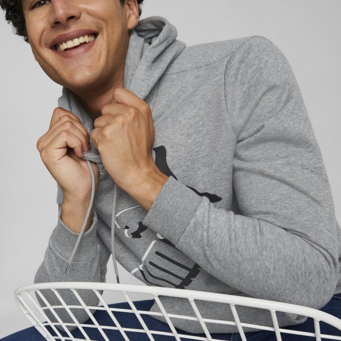 Essentials+ Stor Logo Hettegenser Herre Puma På Tilbud Mellomgrå Lyng