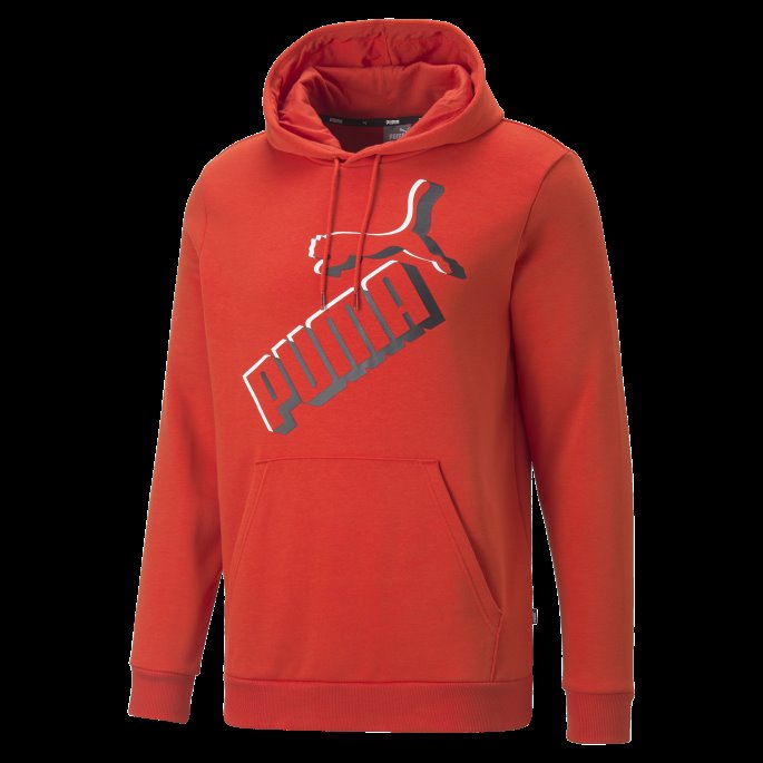 Essentials+ Stor Logo Hettegenser For Menn, Brent Rød Puma På Salg