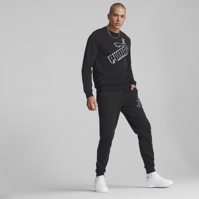 Puma På Tilbud Nødvendigheter+ Stor Logo Joggebukse For Menn Svart