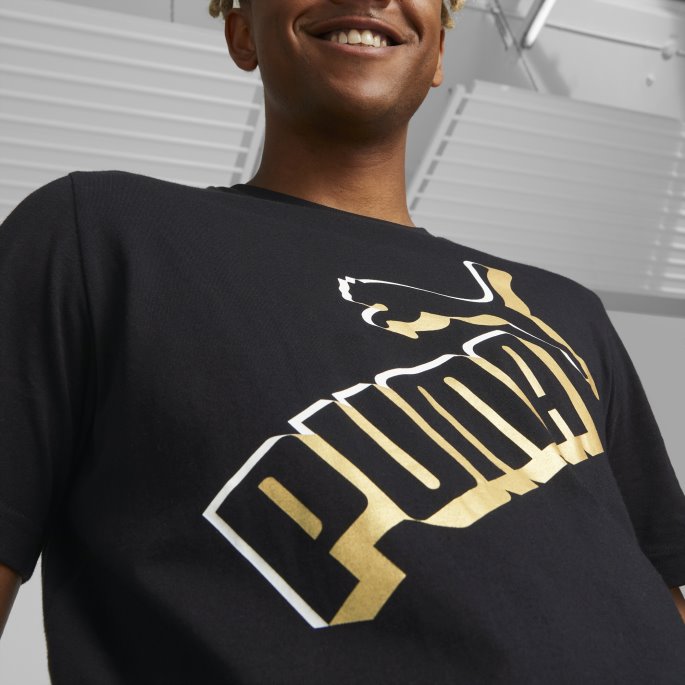 Essentials+ Stor Logo Herre-t-skjorte Puma På Tilbud Svart