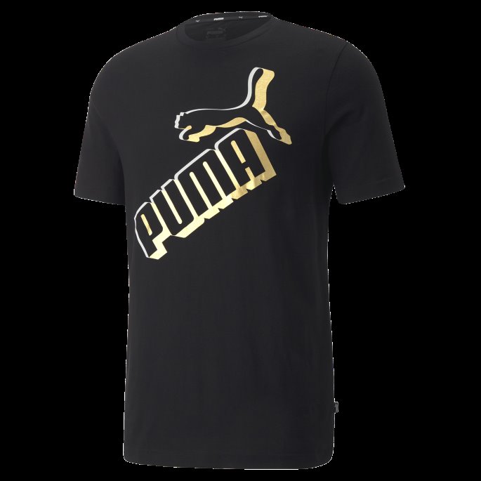 Essentials+ Stor Logo Herre-t-skjorte Puma På Tilbud Svart