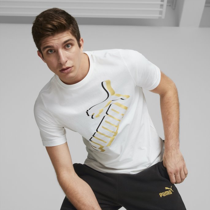 Essentials+ Store Logo-t-skjorte For Menn Puma På Salg Hvit