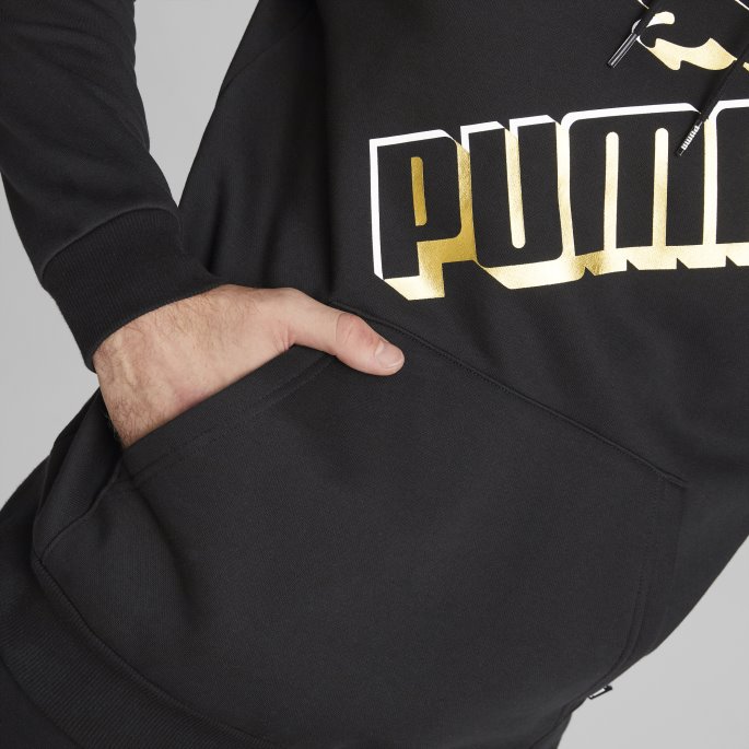 Essentials+ Stor Logo Hettegenser For Menn Svart Puma På Salg
